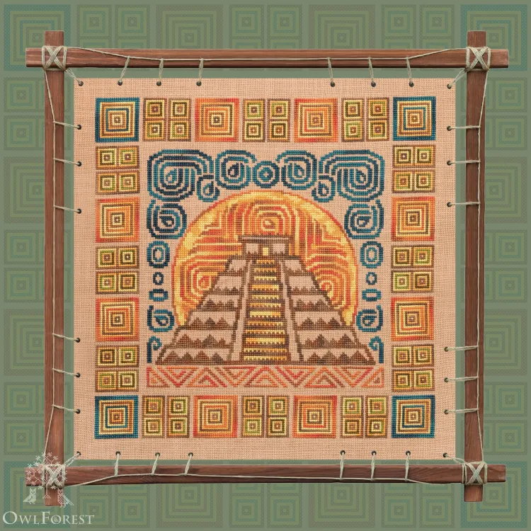Печатная схема для вышивания «Индейские мотивы. Пирамида» 5 цветов