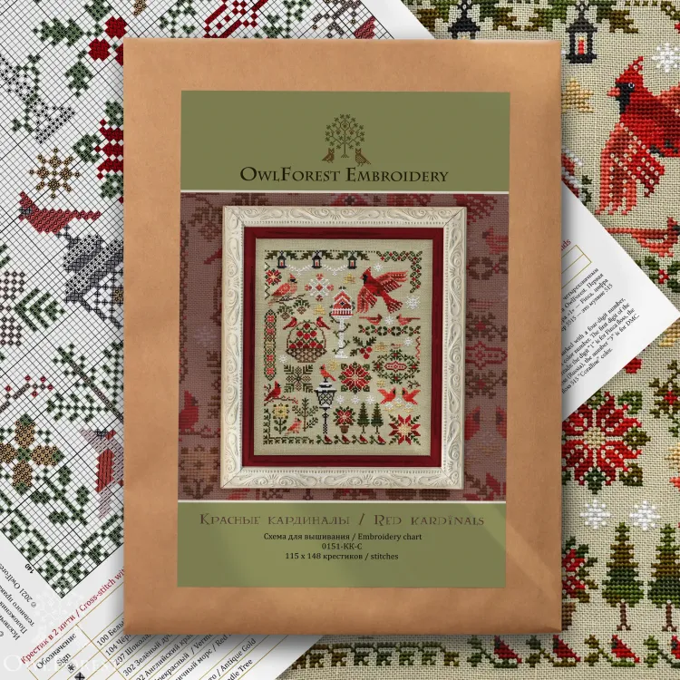 Схема для вышивания «Красные кардиналы»