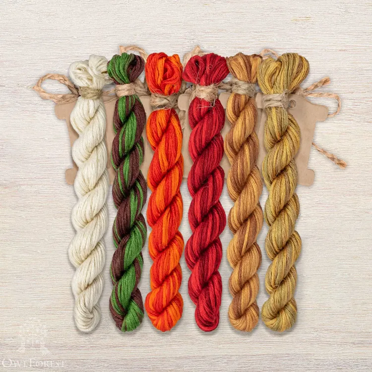 Набор ниток OwlForest для схемы «Мухоморчики» (ПНК)