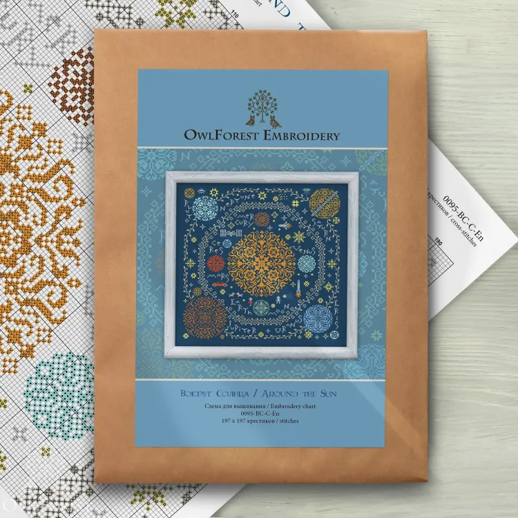 Схема для вышивания «Around the Sun» c английскими надписями