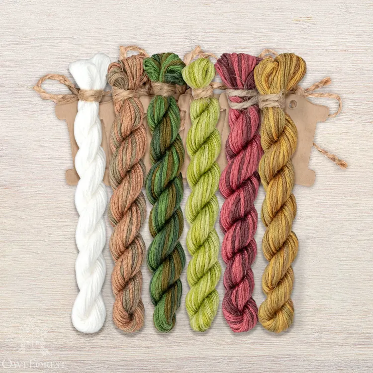 Набор ниток OwlForest для схемы «Улиточные домики. Виноград» (ПНК)