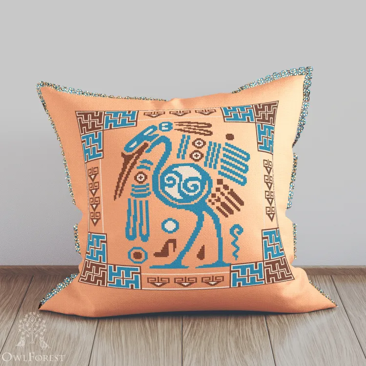 Печатная схема для вышивания «Индейские мотивы. Цапля» 3 цвета