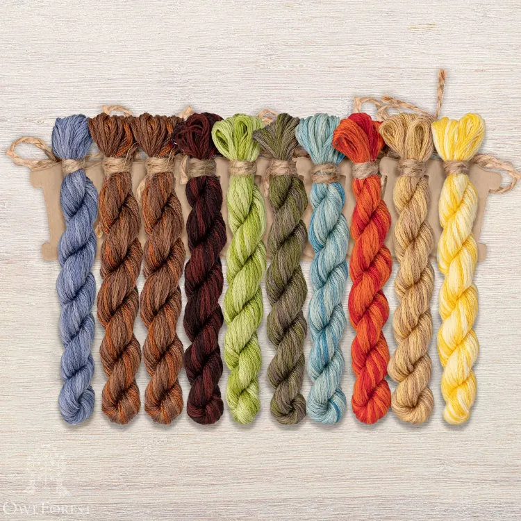 Набор ниток OwlForest для схемы «Лесные домишки. Бобры» (DMC)