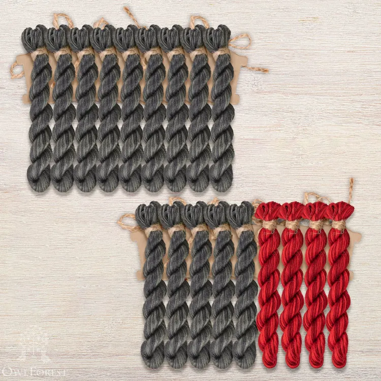 Набор ниток OwlForest для схемы «Красное и чёрное» (ПНК)