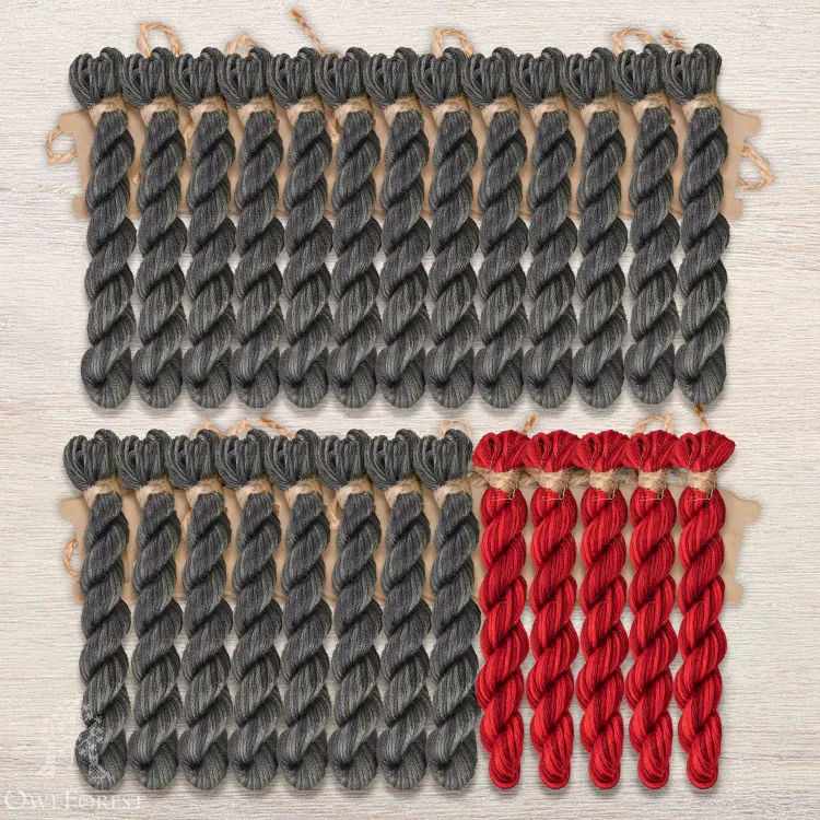 Набор ниток OwlForest для схемы «Красное и чёрное» (ПНК)