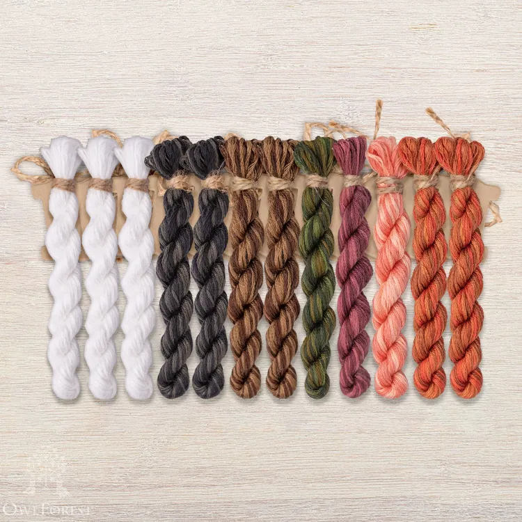 Набор ниток OwlForest для схемы «Ягодные тигры» (DMC)