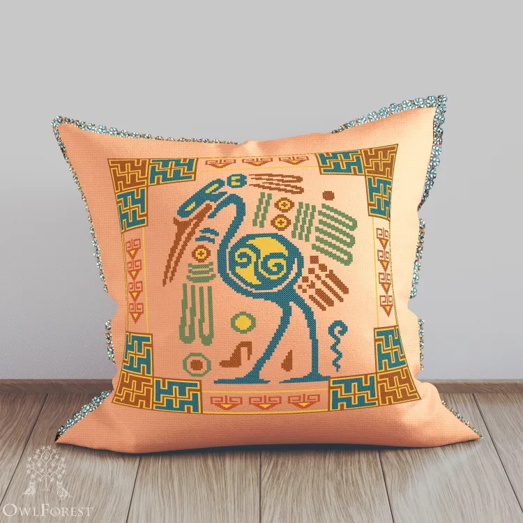 Печатная схема для вышивания «Индейские мотивы. Цапля» 5 цветов