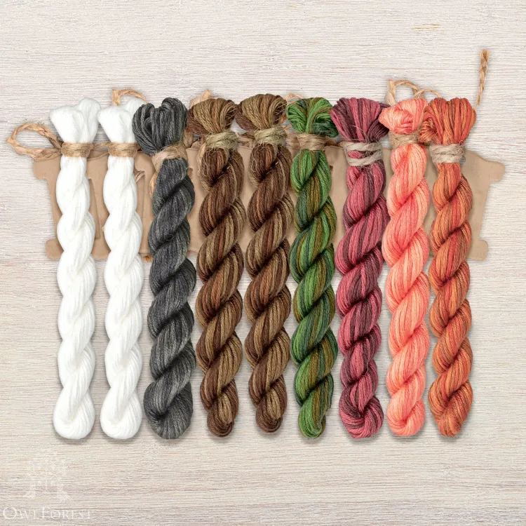 Набор ниток OwlForest для схемы «Ягодные тигры» (ПНК им. Кирова)