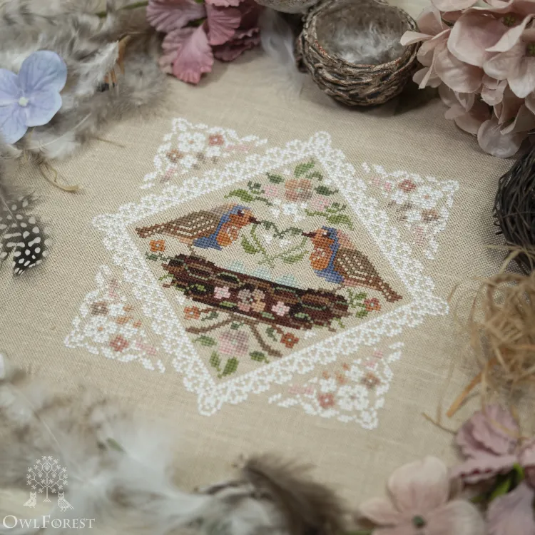 Схема для вышивания «Кружевные птички. Зарянки»