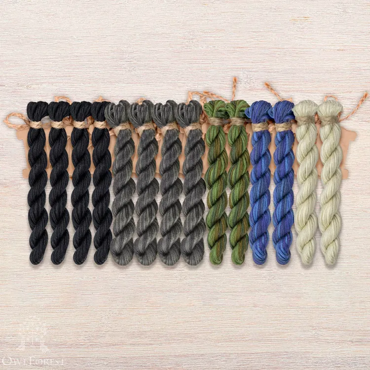 Набор ниток OwlForest для схемы «Чёрный плющ» (ПНК)