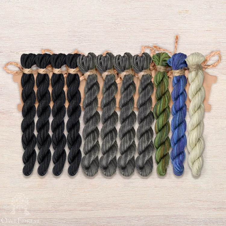 Набор ниток OwlForest для схемы «Чёрный плющ» (ПНК)