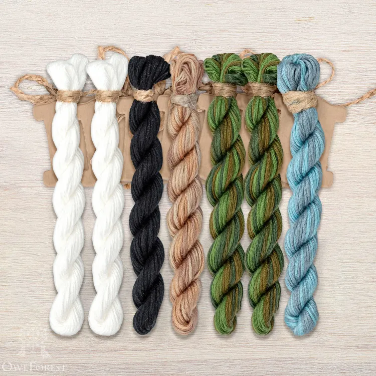 Набор ниток OwlForest для схемы «Медвежий Новый год. Белые медведи» (ПНК)