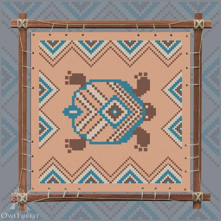 Печатная схема «Индейские мотивы. Черепаха» 3 цвета