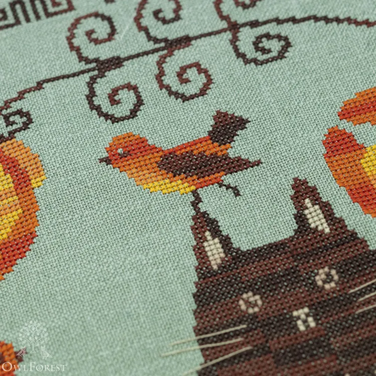 Схема для вышивания «Кот и орнитология»