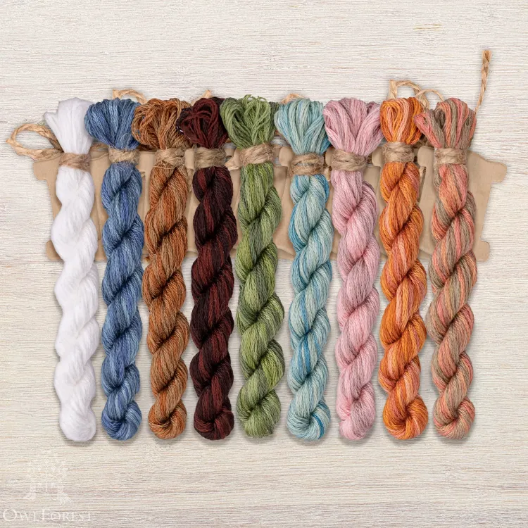 Набор ниток OwlForest для схемы «Кружевные птички. Зарянки» (DMC)