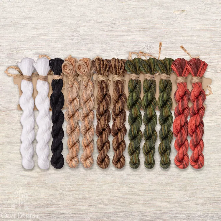 Набор ниток OwlForest для бесплатной схемы «Медвежий Новый год» (DMC)