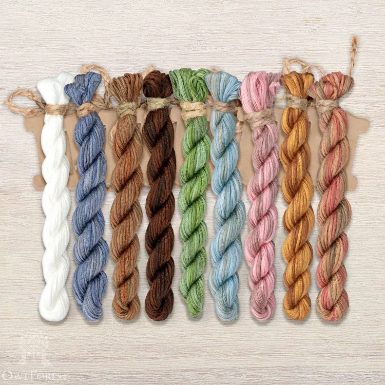 Набор ниток OwlForest для схемы «Кружевные птички. Зарянки» (ПНК)