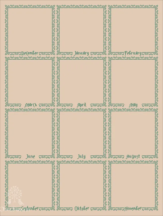 Бесплатная схема для вышивания «Двенадцать месяцев. Сетка»