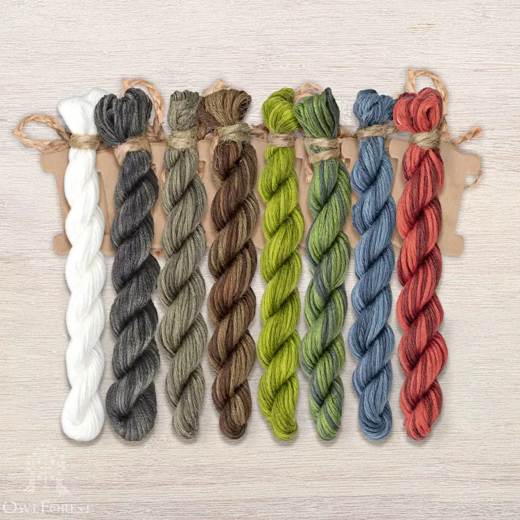 Набор ниток OwlForest для схемы «Малиновки» (ПНК)