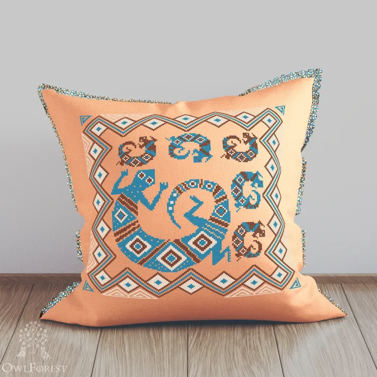 Электронная схема «Индейские мотивы. Ящерицы» 3 цвета