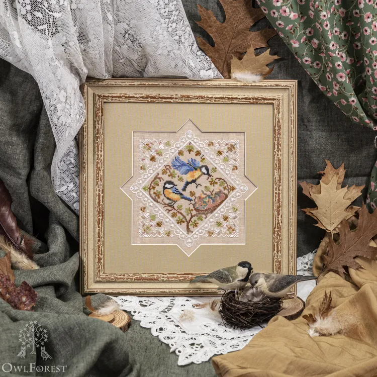 Схема для вышивания «Кружевные птички. Синички»