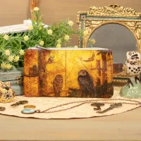 Косметичка кожаная «Совиный лес»
