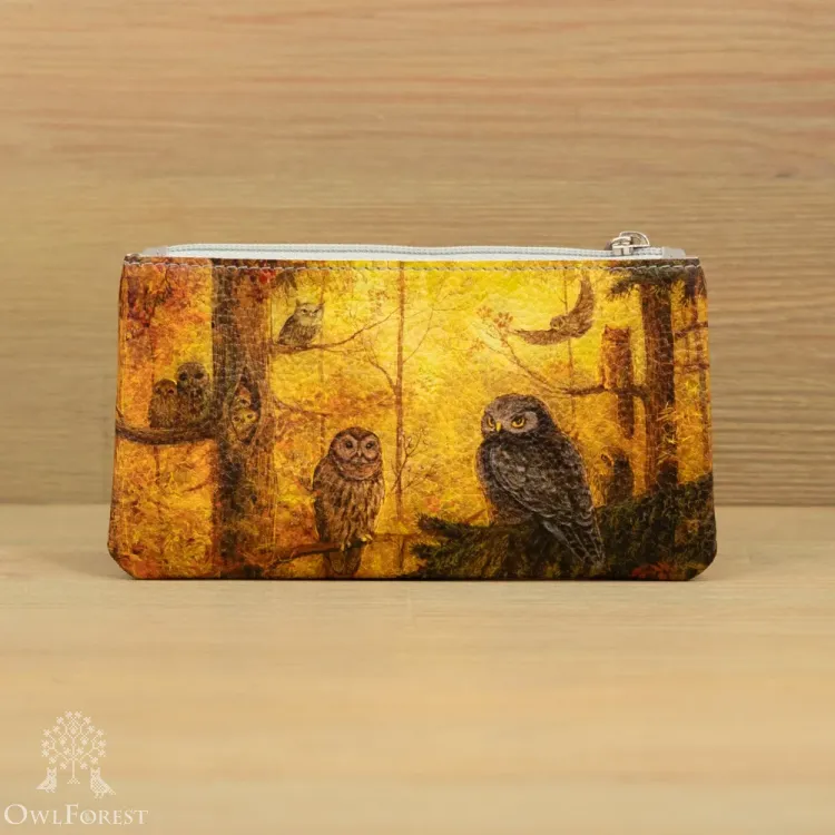 Косметичка кожаная «Совиный лес»