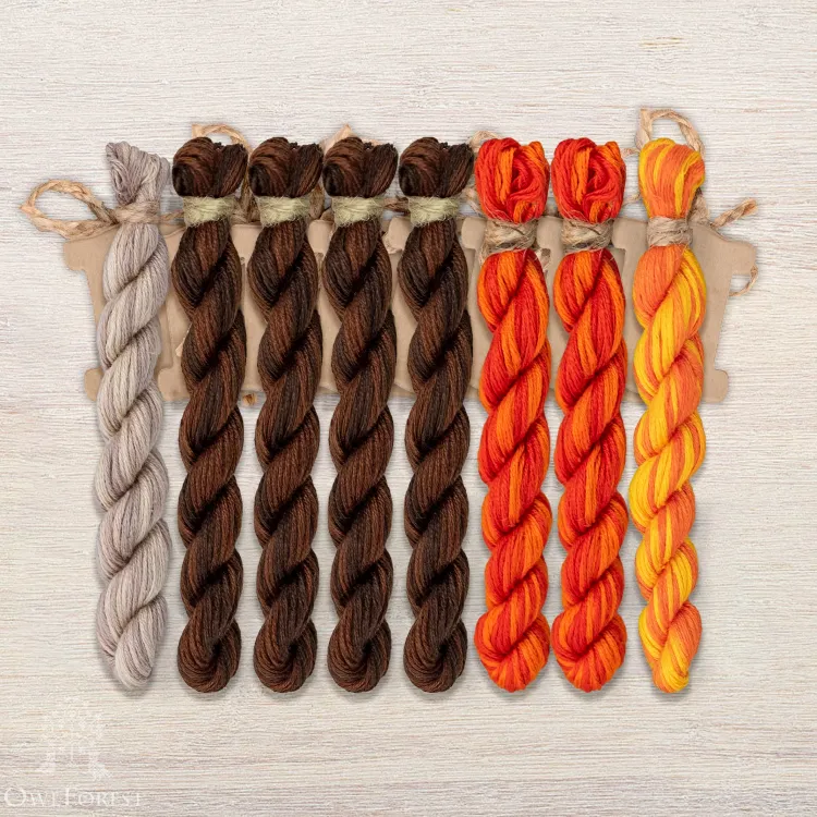 Набор ниток OwlForest для схемы «Кот и орнитология» (ПНК)