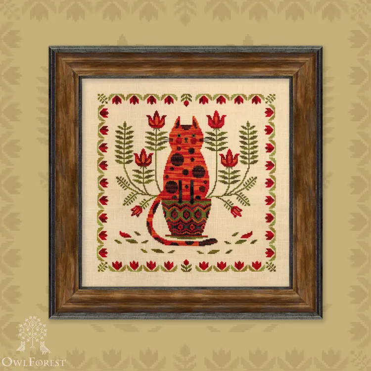 Схема для вышивания «Кот и цветоводство»