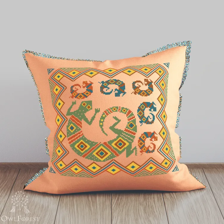 Печатная схема «Индейские мотивы. Ящерицы» 5 цветов