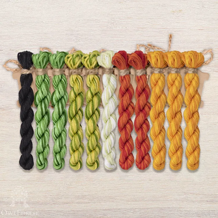 Набор ниток OwlForest для схемы «Мандариновые котики» (DMC)