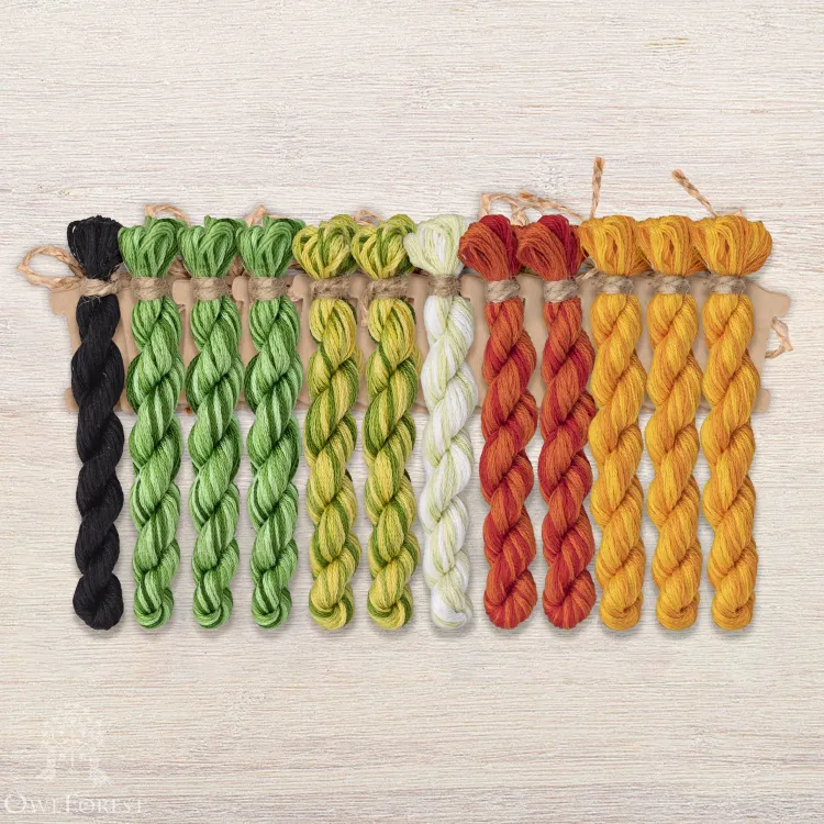 Набор ниток OwlForest для схемы «Мандариновые котики» (DMC)