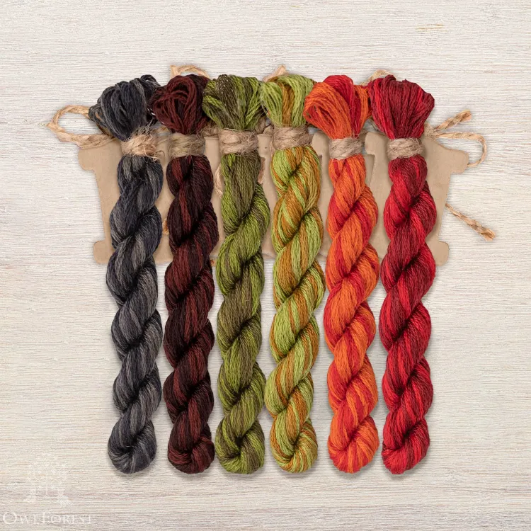 Набор ниток OwlForest для схемы «Кот и цветоводство» (DMC)