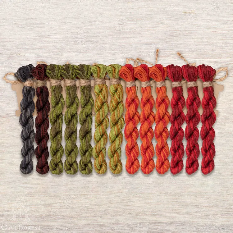 Набор ниток OwlForest для схемы «Кот и цветоводство» (DMC)