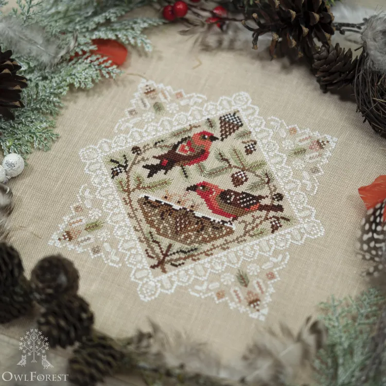 Схема для вышивания «Кружевные птички. Клесты»