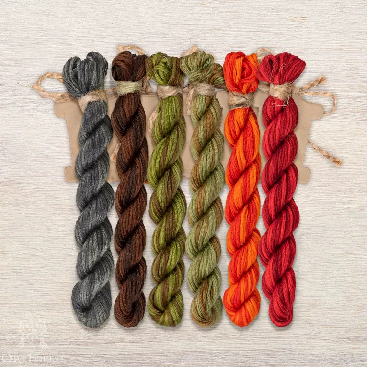 Набор ниток OwlForest для схемы «Кот и цветоводство» (ПНК)