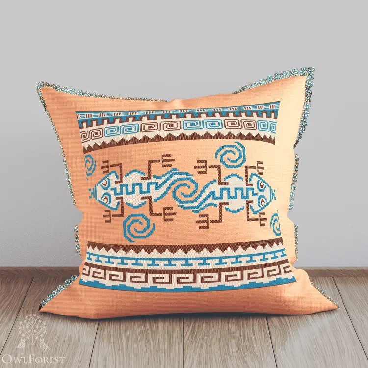 Печатная схема для вышивания «Индейские мотивы. Гекконы» 3 цвета