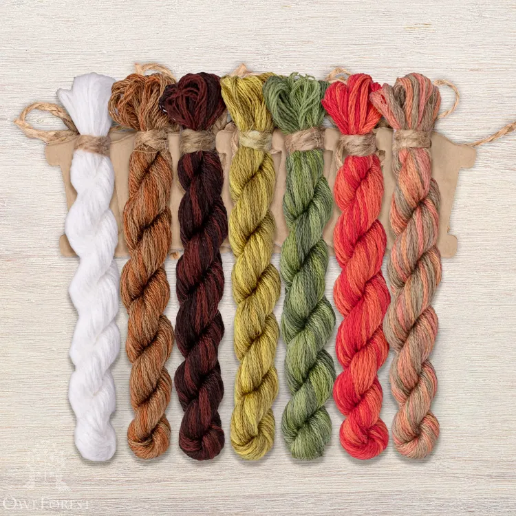 Набор ниток OwlForest для схемы «Кружевные птички. Клесты» (DMC)