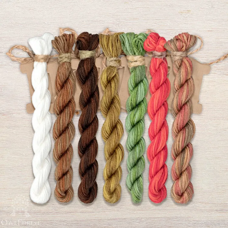 Набор ниток OwlForest для схемы «Кружевные птички. Клесты» (ПНК)