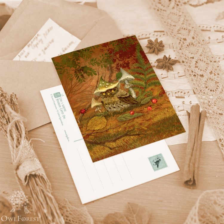 Открытка «Сова в шапочке»