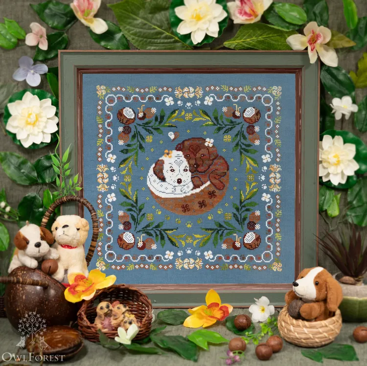 Схема для вышивания «Пёсики в кокосике»