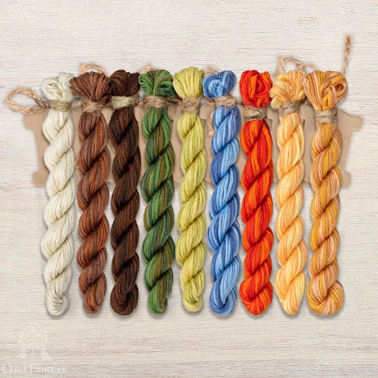 Набор ниток OwlForest для схемы «Маленький лесной народец. Божьи коровки» (ПНК)