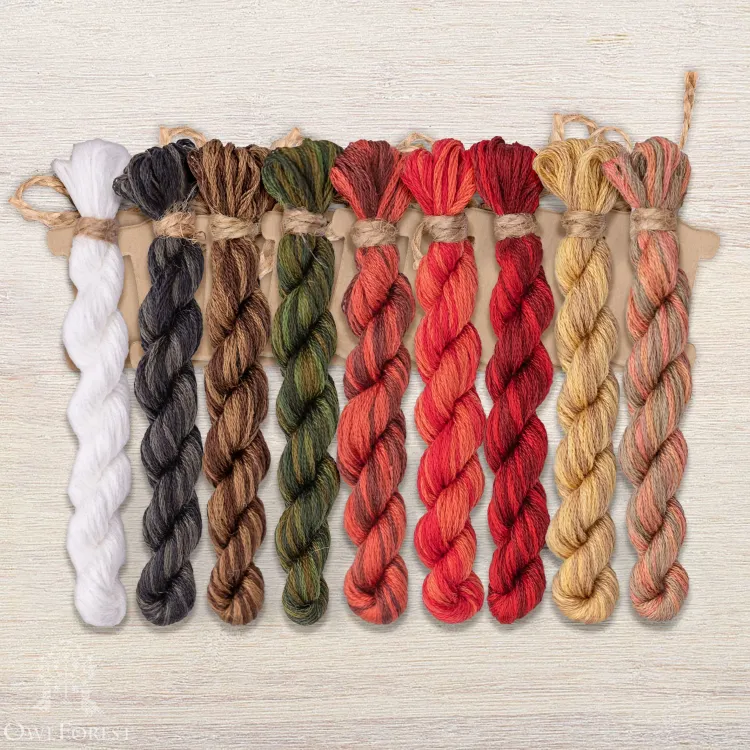 Набор ниток OwlForest для схемы «Праздничные птички» (DMC)