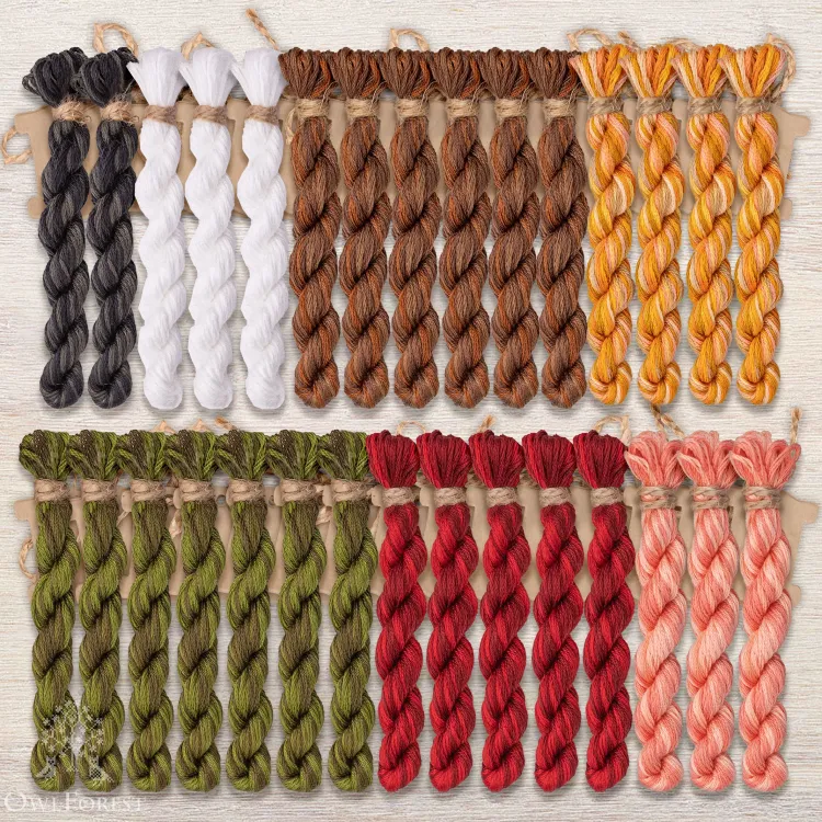 Набор ниток OwlForest для комплекта схем «Алёнушкина азбука» (DMC)