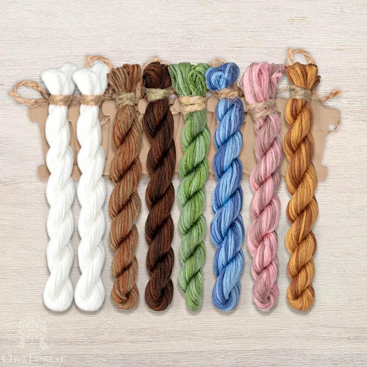 Набор ниток OwlForest для схемы «Кружевные птички. Синешейки» (ПНК)