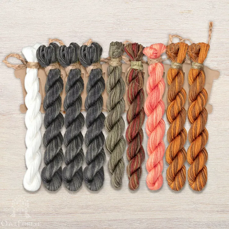 Набор ниток OwlForest для схемы «Мягкие котики» (ПНК)