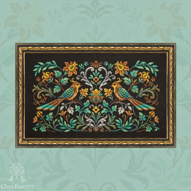 Схема для вышивания «Ночные трели изумрудных птиц»