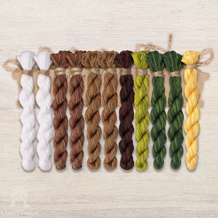 Набор ниток OwlForest для схемы «Пёсики в кокосике» (DMC)