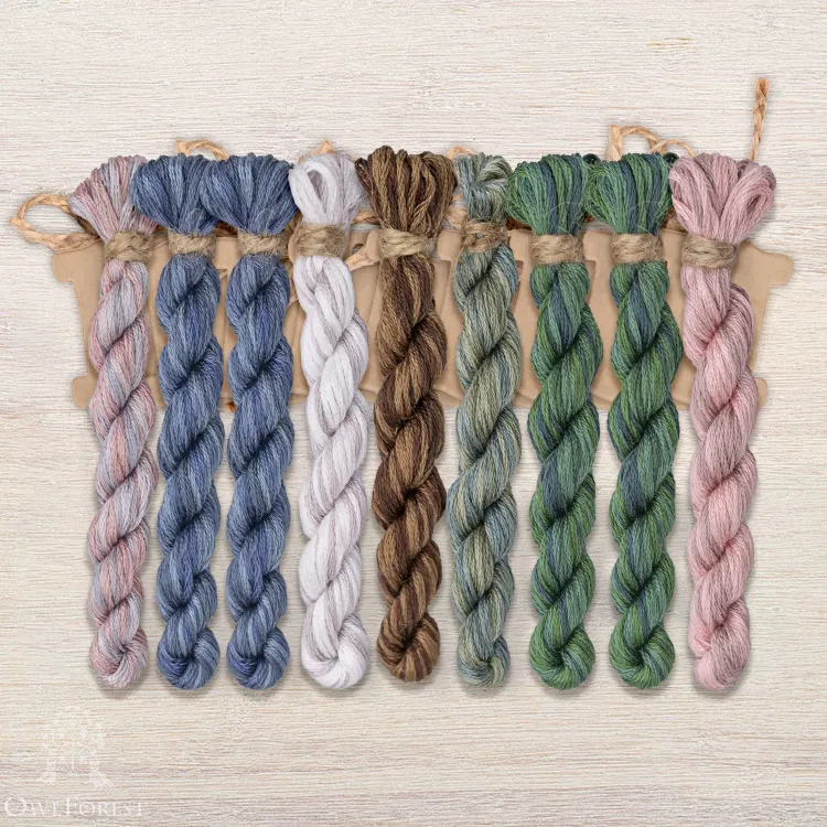 Набор ниток OwlForest для схемы «Ночные трели перламутровых птиц» (DMC)