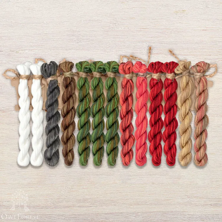 Набор ниток OwlForest для схемы «Праздничные птички» (ПНК)